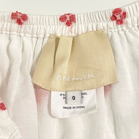 Anaak Delá Embroidered Asymmetrical Ruffle Midi Skirt Rouge Blanc Jamdani 0 XS - Picture 14 of 16